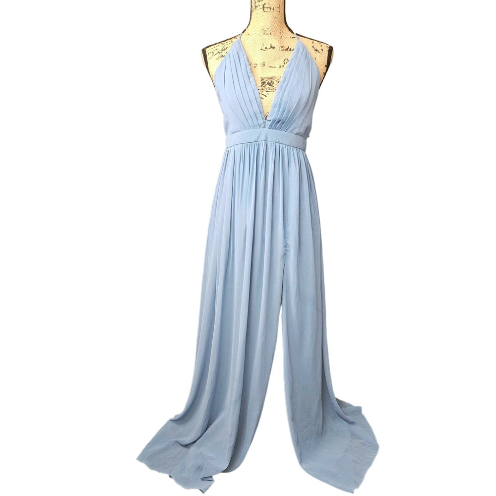 Lulu's Ballroom Bliss Slate Blue Pleated Maxi Dress